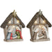 Christmas nativity set Home ESPRIT Green Grey Magnesium 27,5 x 10,5 x 34,5 cm (2 Units) - Декорация и Осветление<<<Дом