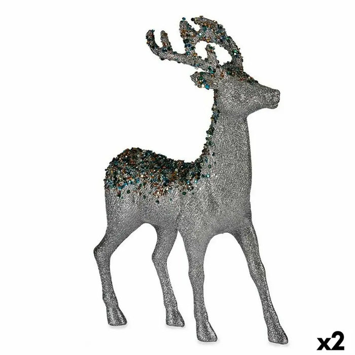 Christmas Reindeer Krist+ Silver Christmas Reindeer 15 x 45 x 30 cm (2 Units) - Декорация и Осветление<<<Дом