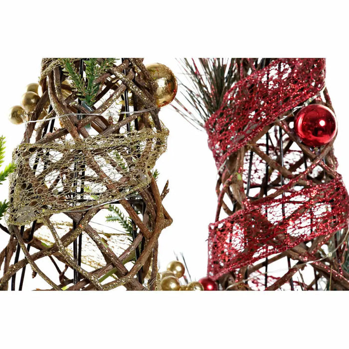 Christmas Tree DKD Home Decor Red Green Golden 16 x 16 x 41 cm Plastic (2 Units) - Декорация и Осветление<<<Дом