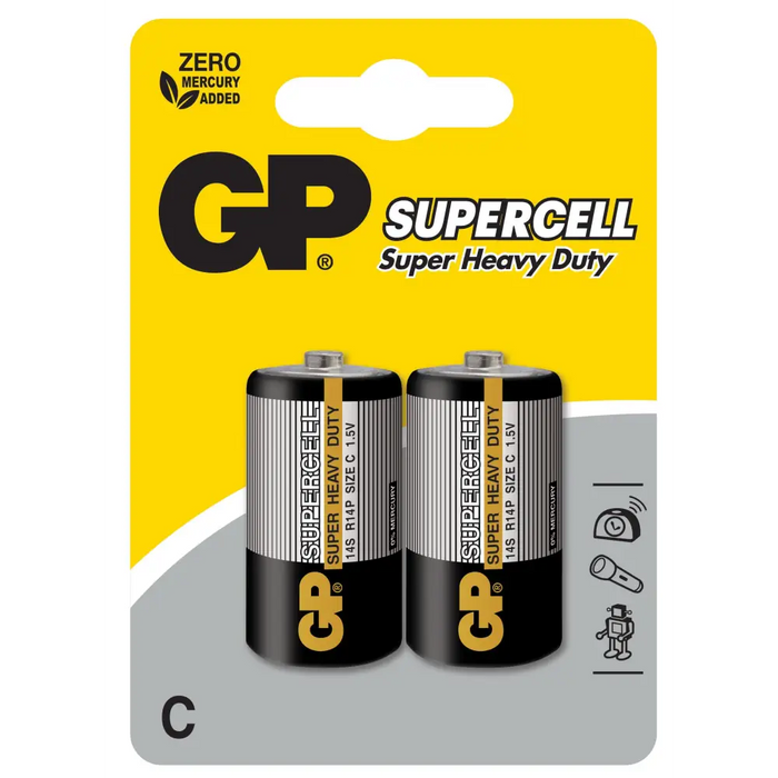Цинк карбонова батерия GP 14S-S2 Powercell R14 2 бр. в опаковка / Shrink 1.5V - Батерии<<<Батерии и зарядни