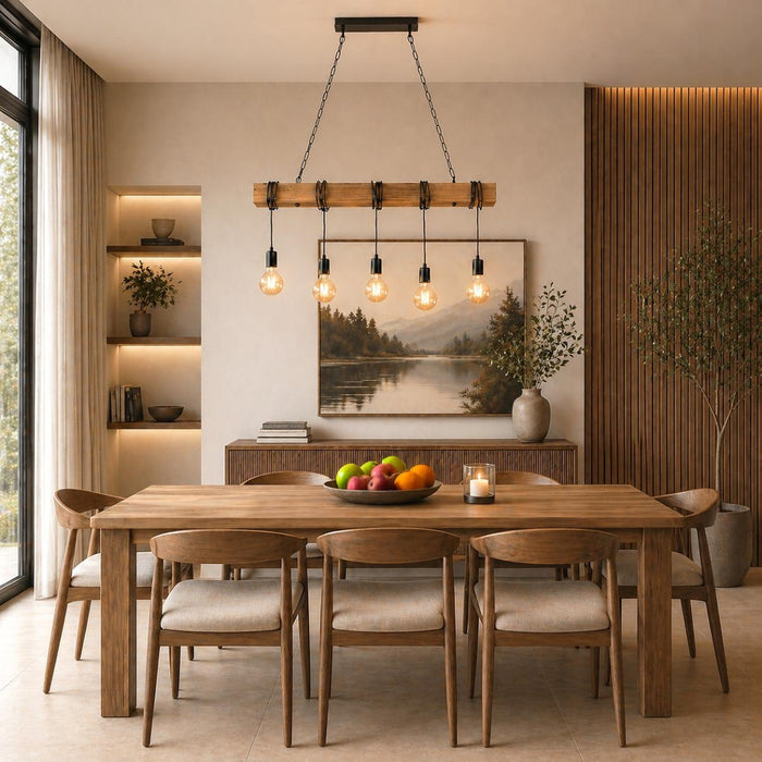 CHANDELIER KRAFT 5XE27 RUSTIC/BLACK