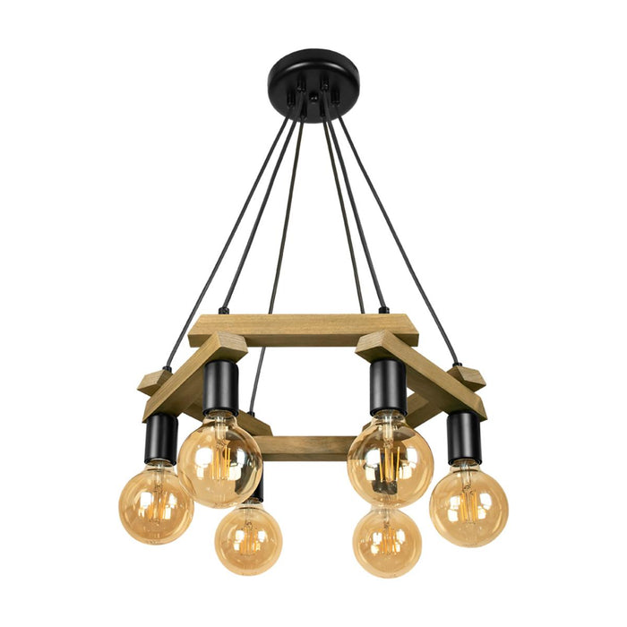 CHANDELIER PORTO 6XE27 WALNUT