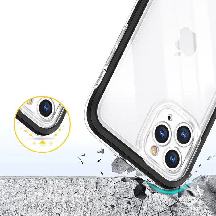 Clear 3in1 case for iPhone 11 Pro Max case gel cover with frame black - Cell phone cases and covers<<<HurtelXML