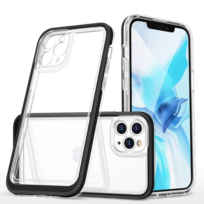 Clear 3in1 case for iPhone 11 Pro Max case gel cover with frame black - Cell phone cases and covers<<<HurtelXML