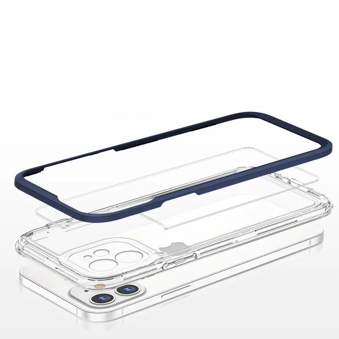 Clear 3in1 case for iPhone 12 blue frame gel cover - Cell phone cases and covers<<<HurtelXML