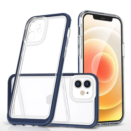 Clear 3in1 case for iPhone 12 blue frame gel cover - Cell phone cases and covers<<<HurtelXML