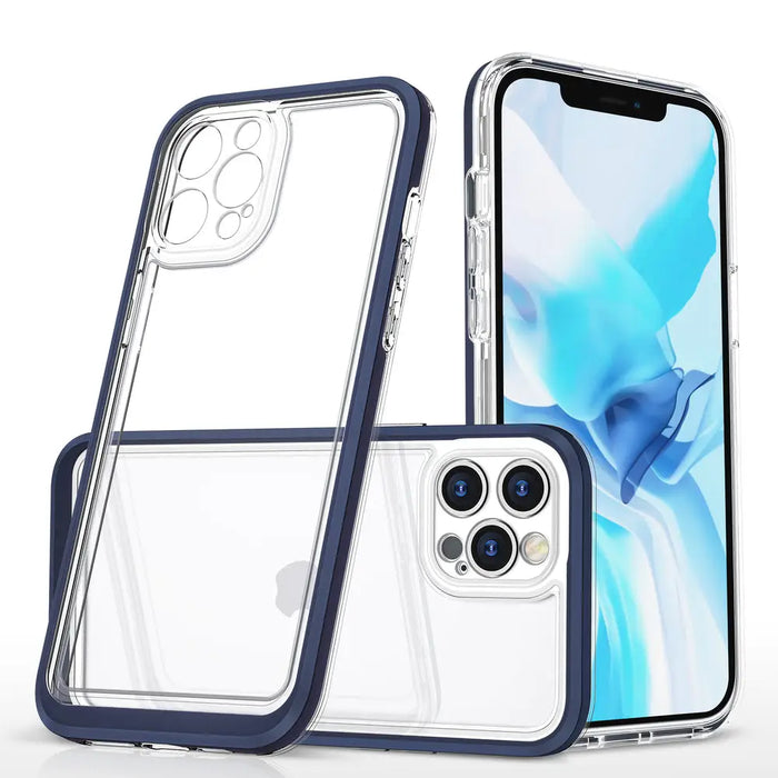 Clear 3in1 case for iPhone 12 Pro blue frame gel cover - Cell phone cases and covers<<<HurtelXML