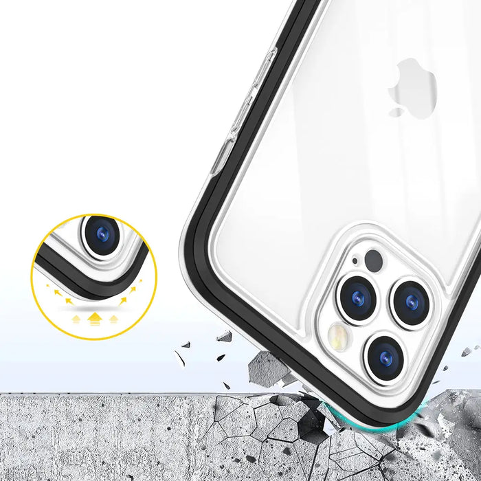 Clear 3in1 case for iPhone 12 Pro frame gel cover black - Cell phone cases and covers<<<HurtelXML