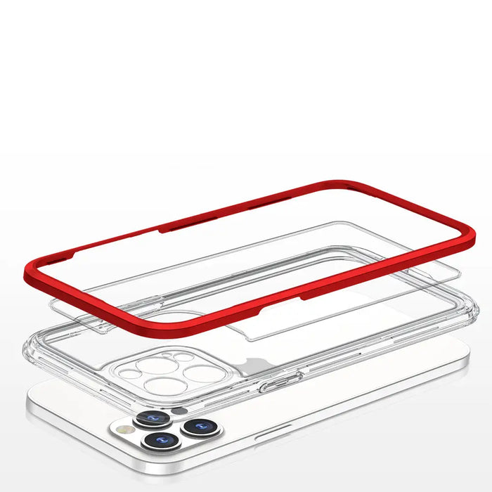 Clear 3in1 Case for iPhone 12 Pro Max Frame Cover Gel Red - Cell phone cases and covers<<<HurtelXML