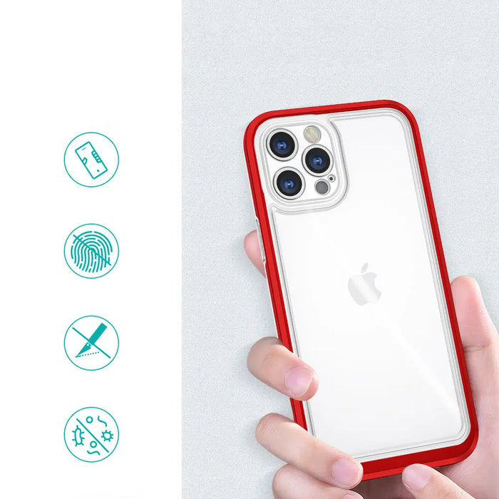 Clear 3in1 Case for iPhone 12 Pro Max Frame Cover Gel Red - Cell phone cases and covers<<<HurtelXML