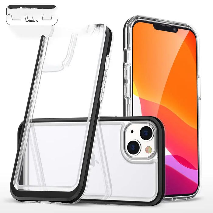 Clear 3in1 case for iPhone 13 mini gel cover with frame black - Cell phone cases and covers<<<HurtelXML