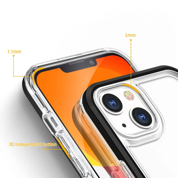 Clear 3in1 case for iPhone 13 mini gel cover with frame black - Cell phone cases and covers<<<HurtelXML