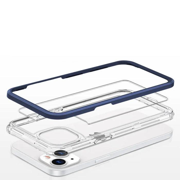Clear 3in1 case for iPhone 13 mini gel cover with frame blue - Cell phone cases and covers<<<HurtelXML