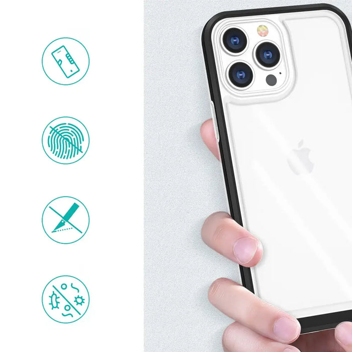 Clear 3in1 case for iPhone 14 silicone cover with frame red - Cell phone cases and covers<<<HurtelXML