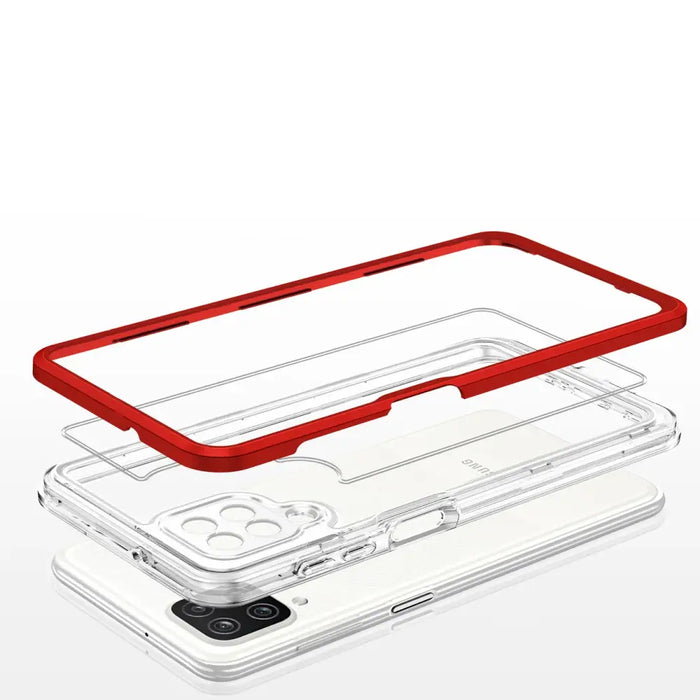 Clear 3in1 Case for Samsung Galaxy A12 5G Frame Gel Cover Red - Cell phone cases and covers<<<HurtelXML