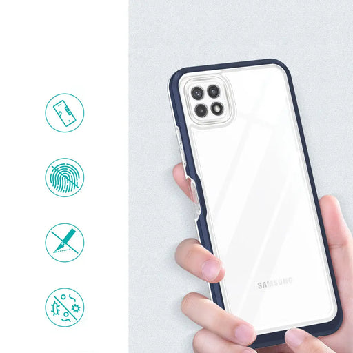 Clear 3in1 Case for Samsung Galaxy A22 5G Frame Gel Cover Blue - Cell phone cases and covers<<<HurtelXML