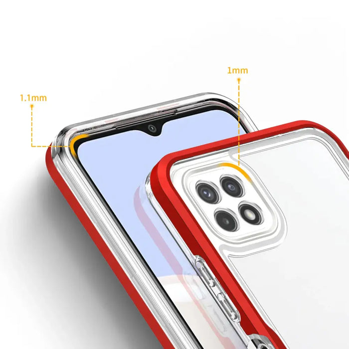 Clear 3in1 Case for Samsung Galaxy A22 5G Frame Gel Cover Red - Cell phone cases and covers<<<HurtelXML