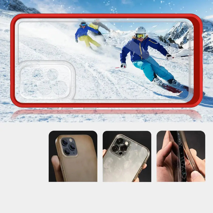 Clear 3in1 Case for Samsung Galaxy A33 5G Frame Gel Cover Red - Cell phone cases and covers<<<HurtelXML