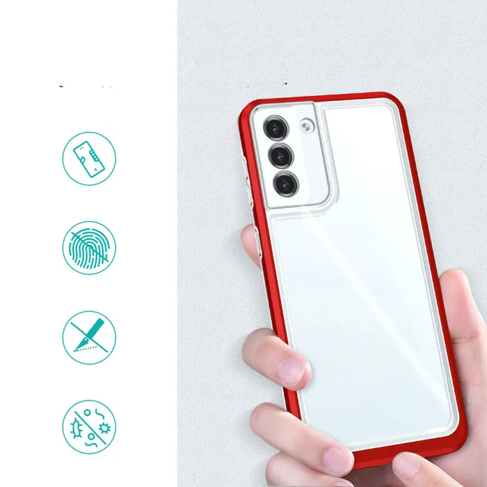 Clear 3in1 Case for Samsung Galaxy S21 5G Frame Gel Cover Red - Cell phone cases and covers<<<HurtelXML