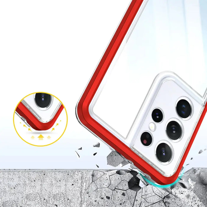 Clear 3in1 case for Samsung Galaxy S23 Ultra silicone cover with frame red - Cell phone cases and covers<<<HurtelXML