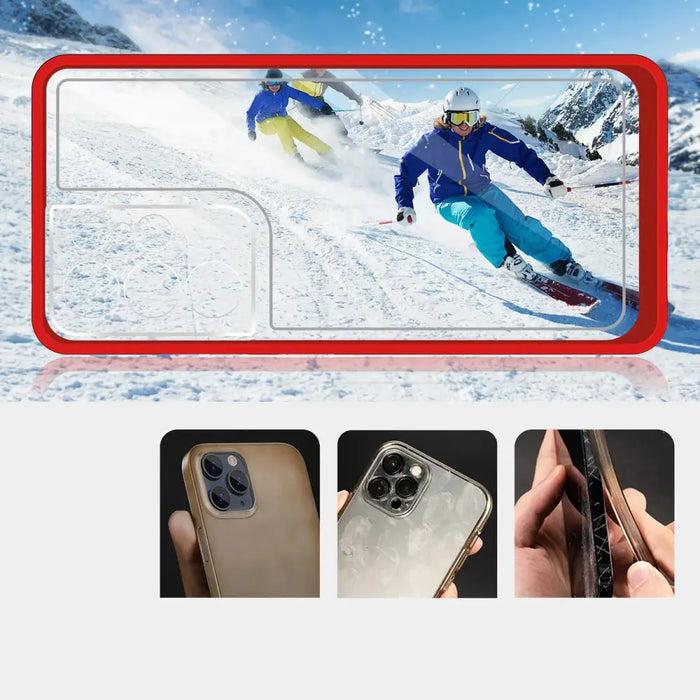 Clear 3in1 case for Samsung Galaxy S23 Ultra silicone cover with frame red - Cell phone cases and covers<<<HurtelXML