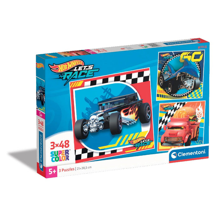 CLEMENTONI 3x48h. Hot Wheels Puzzle