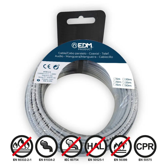 Coaxial TV Antenna Cable EDM 28479 Grey 50 m 2,5 mm - Електроника Телевизори<<<Компютри| Електроника<<<BigBuy&&&Аудио и