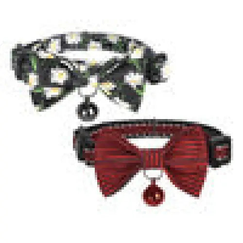 Collar set Dogness for cats 2 pcs (Daisy Black/Waterproof Red) - Walking and transportation<<<Pets<<<InnproXML