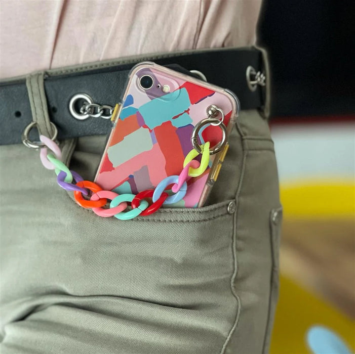 Color Chain Case gel flexible elastic case cover with a chain pendant for iPhone XS / iPhone X multicolour - Cell phone