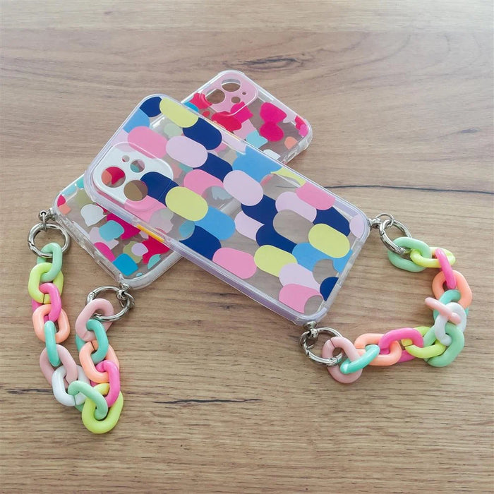 Color Chain Case gel flexible elastic case cover with a chain pendant for iPhone 12 multicolour - Cell phone cases