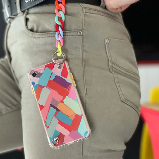 Color Chain Case gel flexible elastic case cover with a chain pendant for iPhone 12 multicolour - Cell phone cases