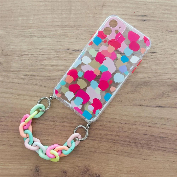 Color Chain Case gel flexible elastic case cover with a chain pendant for iPhone XS / iPhone X multicolour - Cell phone