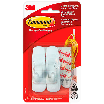 UNIVERSAL HANGERS MEDIUM 2 PCS. 4 STRIPS 1KG./PACK. COMMAND