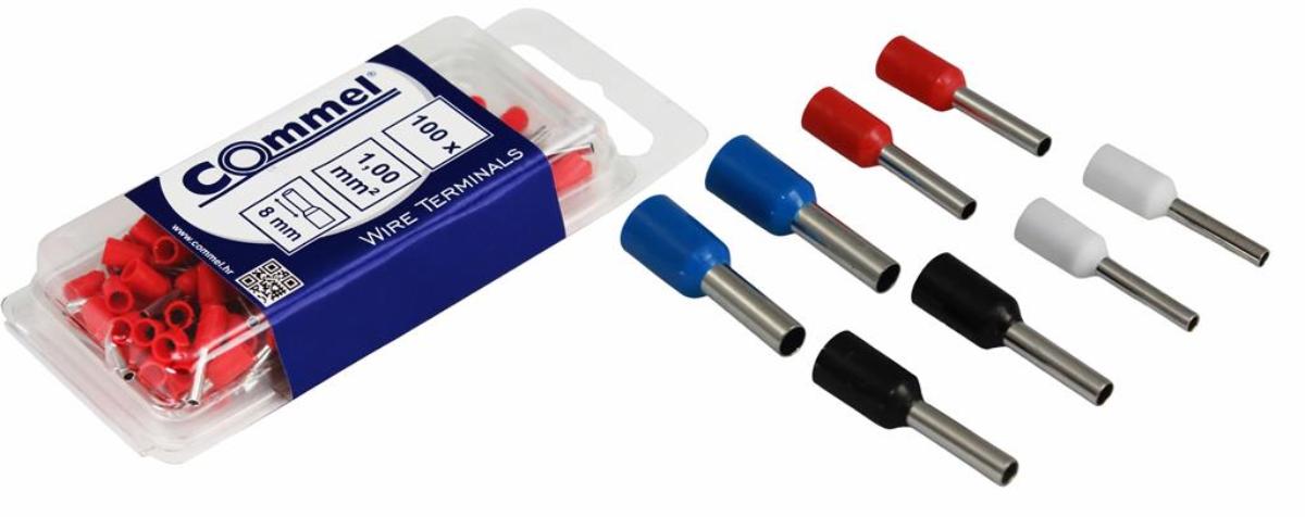 CABLE END COMMEL 0.75MM2-BLISTER 100PCS