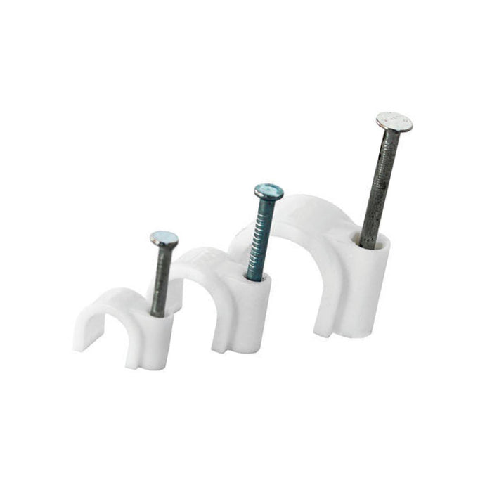 CABLE CLAMP F14MM WHITE WITH NAIL 40MM