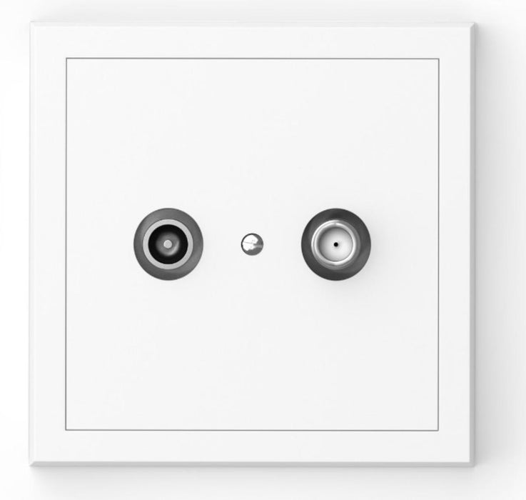 SOCKET TV+SAT END 1DB WITH FRAME WHITE