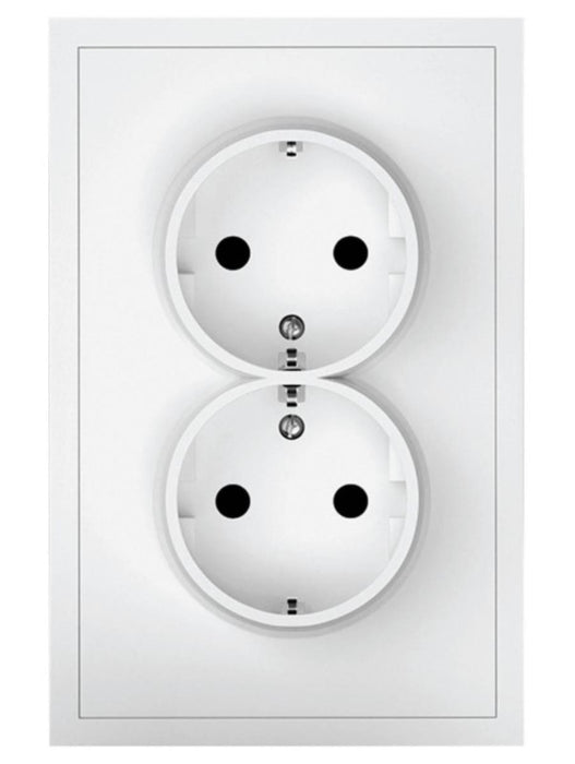 DOUBLE 16A SCHUKO SOCKET WITH WHITE FRAME