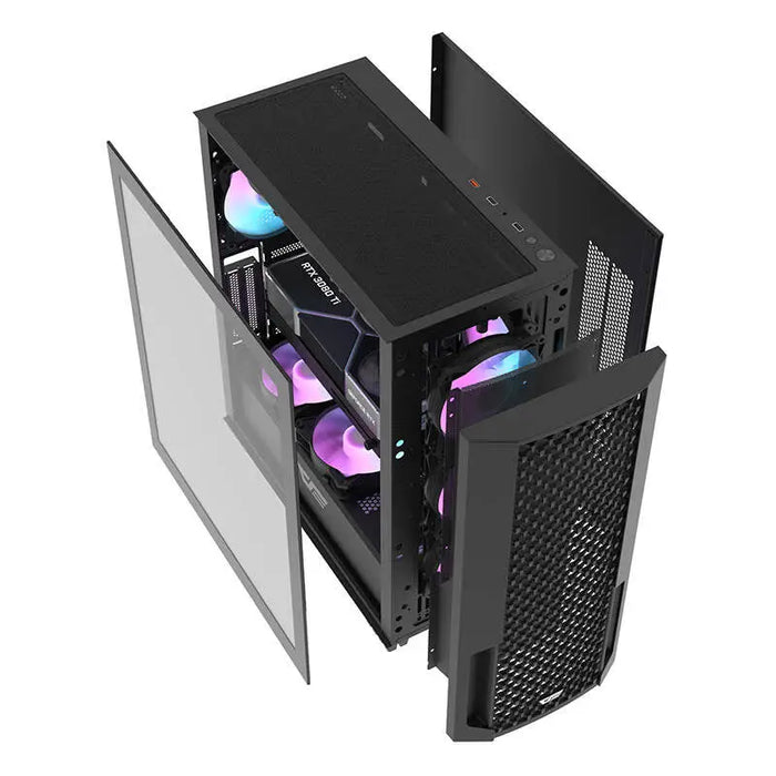 Computer case Darkflash DF2100 + 4 ARGB fans (black) - With fan<<<PC Cases<<<Gaming<<<InnproXML