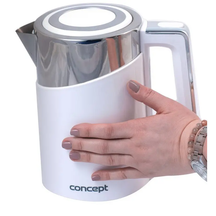 Concept RK3170 electric kettle 1.7 L 2200 W Stainless steel White - Electric kettlesAGD-CZE<<<Home Appliance