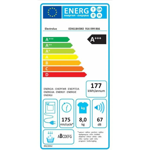 Condensation dryer Electrolux EDI618A5BO - Сушилни ютии и простори<<<Почистване Прахосмукачки И Гладене<<<Дом