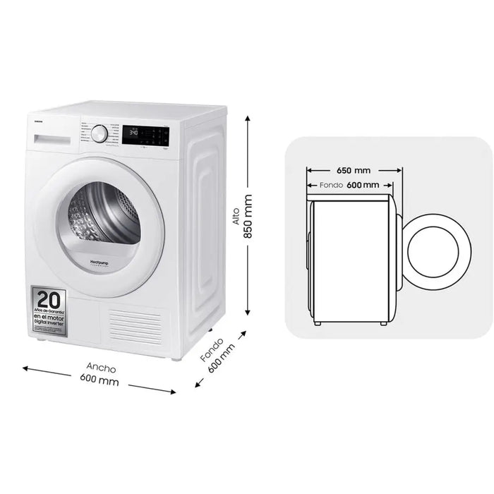 Condensation dryer Samsung DV90DG52A0TEEC 9 kg - Почистване Прахосмукачки И Гладене<<<Дом Градина<<<BigBuy&&&Сушилни