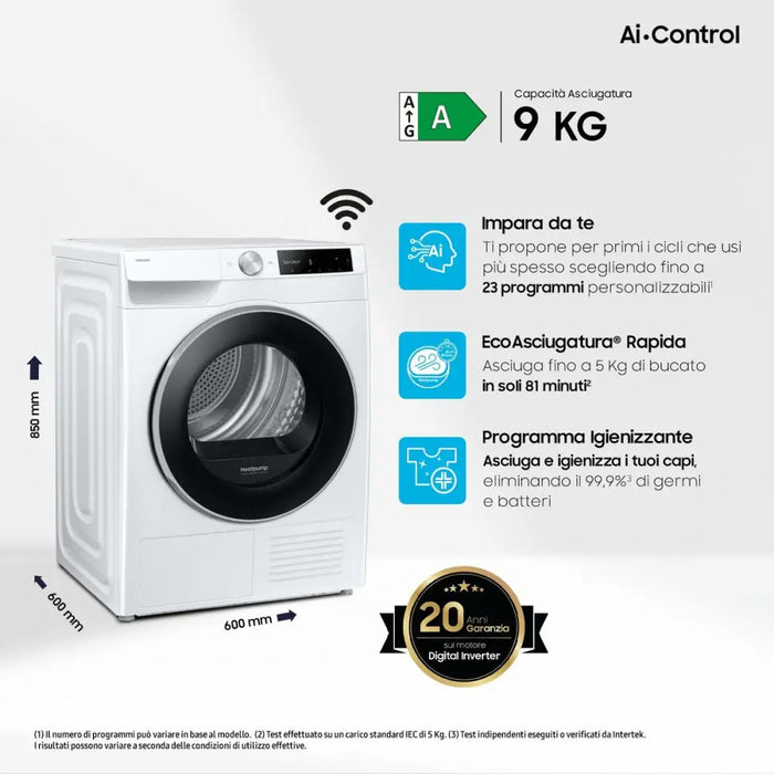 Condensation dryer Samsung DV90DG6845LKU3 9 kg - Почистване Прахосмукачки И Гладене<<<Дом Градина<<<BigBuy&&&Сушилни