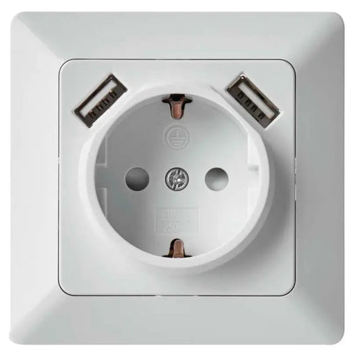 CONTACT 2XUSB WHITE EMOS - Ключове и контакти<<<Електроматериали<<<Praktiker&&&Ключове и