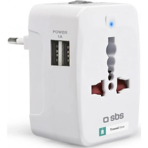 Contact adapter SBS International adapter with 2 USB 1A ports TTTRAVADAPT2USB1A - Адаптери<<<Аксесоари за