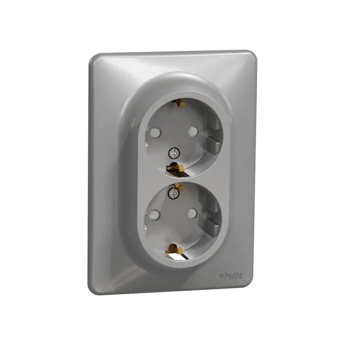 CONTACT DOUBLE ALUMINUM SCHNEIDER SEDNA (SDD313221) - Ключове и контакти<<<Електроматериали<<<Praktiker&&&Ключове и