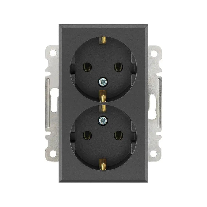 CONTACT DOUBLE MECHANISM GRAPHITE MAKEL KAREA LINE - Ключове и контакти<<<Електроматериали<<<Praktiker&&&Ключове и