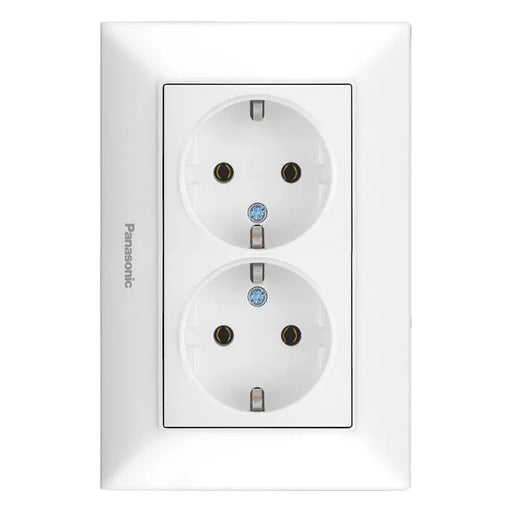 CONTACT DOUBLE WHITE PANASONIC Arkedia Slim - Ключове и контакти<<<Електроматериали<<<Praktiker&&&Ключове и