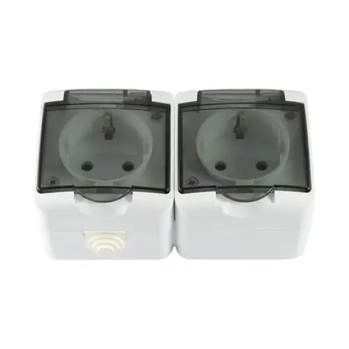 CONTACT IP44 DOUBLE WHITE/TRANSPARENT COVER MELOPLAM TONI - Ключове и контакти<<<Електроматериали<<<Praktiker&&&Ключове