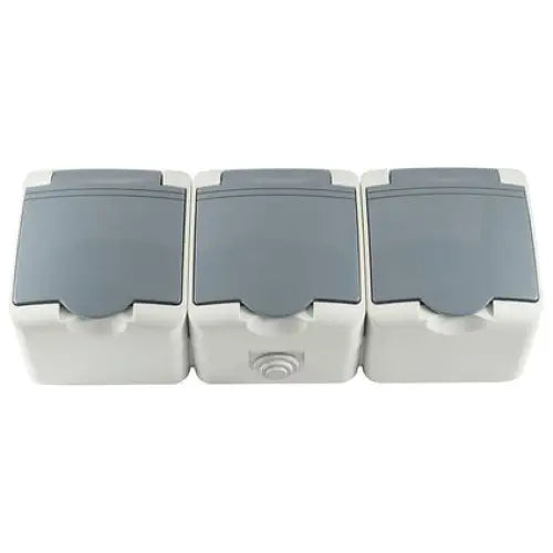 CONTACT IP44 TRIPLE GRAY MELOPLAM TONI - Ключове и контакти<<<Електроматериали<<<Praktiker&&&Ключове и