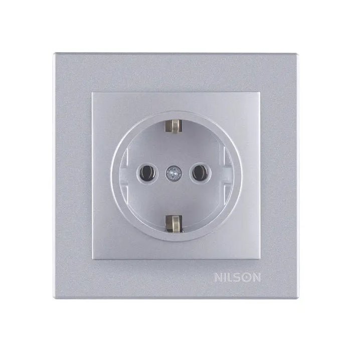 CONTACT SINGLE SILVER NILSON ALEGRA - Ключове и контакти<<<Електроматериали<<<Praktiker&&&Ключове и